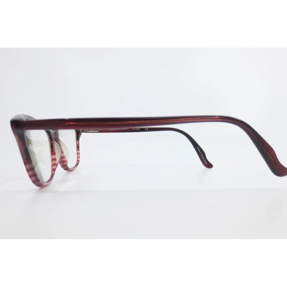 Scott Harris SH-596 C1 Europa Eyeglass Frames Burgundy Striped Cat Eye 53-16-135